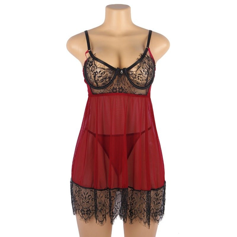 Plus Size Sexy Backless Lace Slip Nightdress - Plus Size XL-4XL - View 5