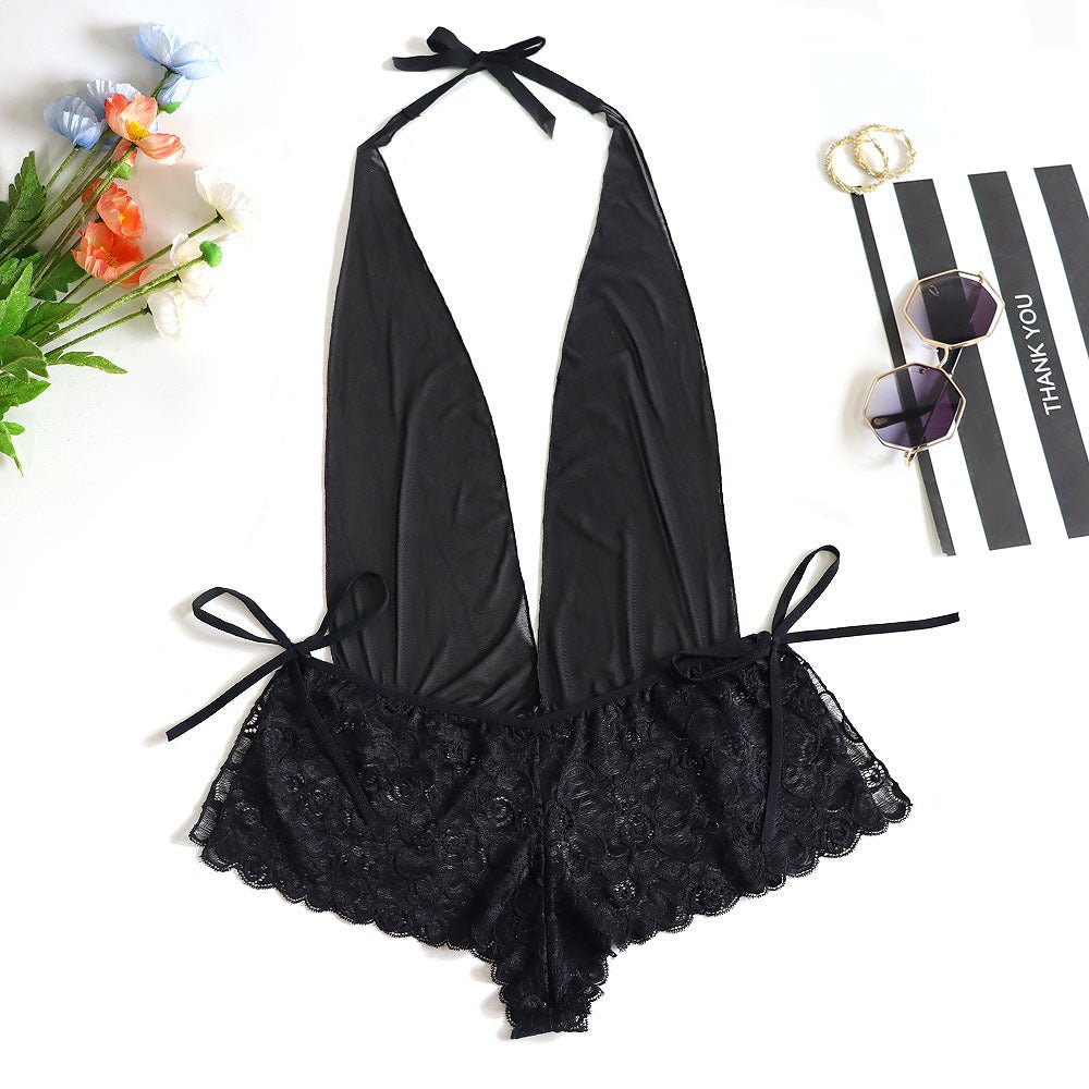 Plus Size Sexy Lace See-Through One-Piece Nightdress - Plus Size XL-4XL - View 4