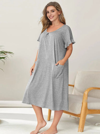Plus Size Short Sleeve Lounge Dress - Plus Size Clothing