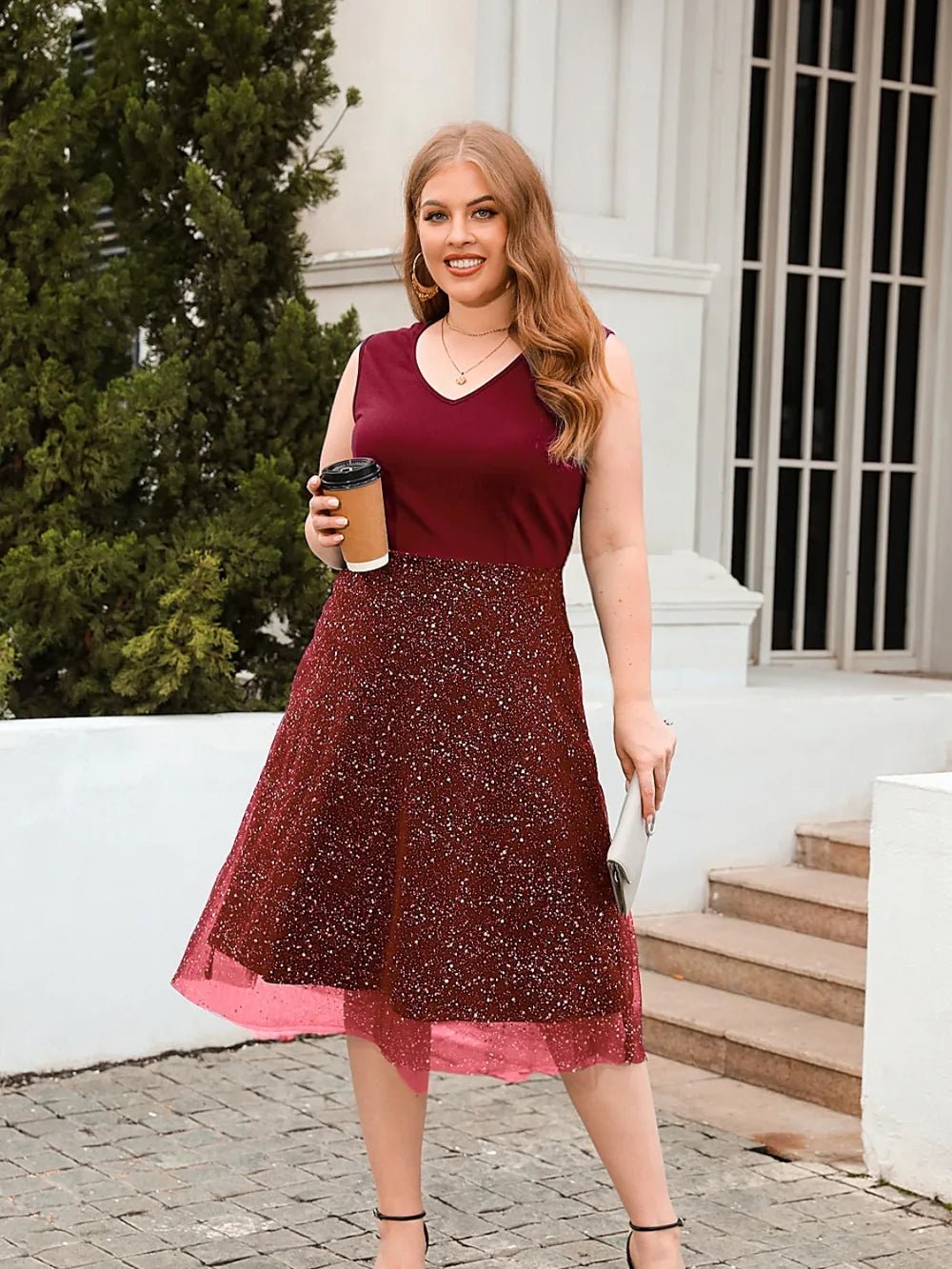 Plus Size Sleeveless Midi Dress - Plus Size Clothing