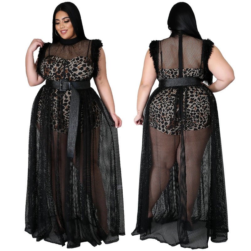 Plus Size Women's Sexy Mesh Maxi Dress - Plus Size Clothing