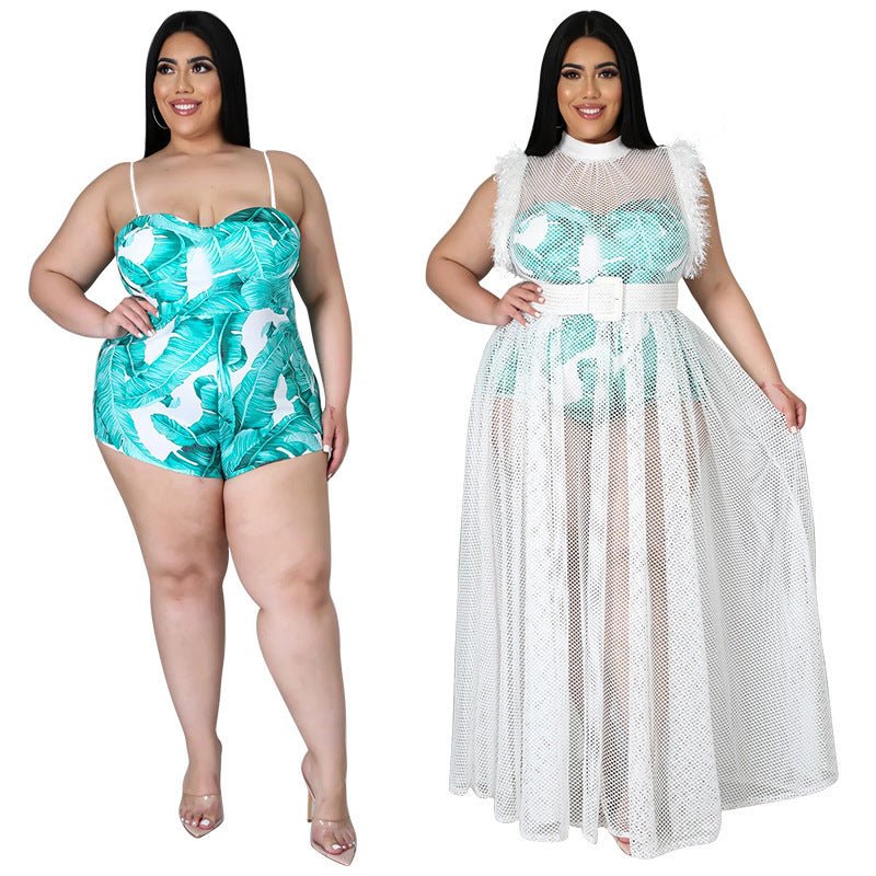 Plus Size Women's Sexy Mesh Maxi Dress - Plus Size Clothing