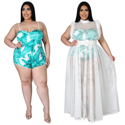 Plus Size Women's Sexy Mesh Maxi Dress - Plus Size Clothing