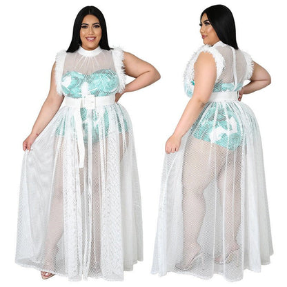 Plus Size Women's Sexy Mesh Maxi Dress - Plus Size Clothing