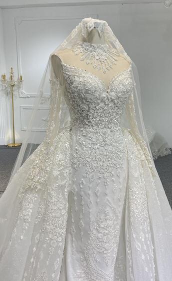 Z063- BYG luxury long sleeves mermaid dress with detachable tail - Plus Size Clothing