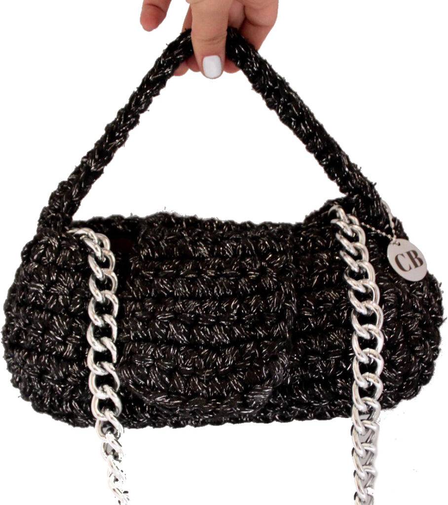 black crochet purse