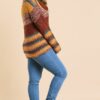 Multicolor Striped Fuzzy Knit Long Sleeve Pullover outerwear