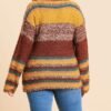 Multicolor Striped Fuzzy Knit Long Sleeve Pullover outerwear