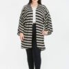 Striped, Cardigan With Kimono Style Sleeves Tops