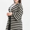 Striped, Cardigan With Kimono Style Sleeves Tops