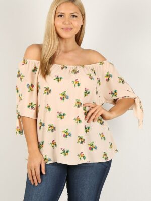 Plus Size Floral Print, Top Tops