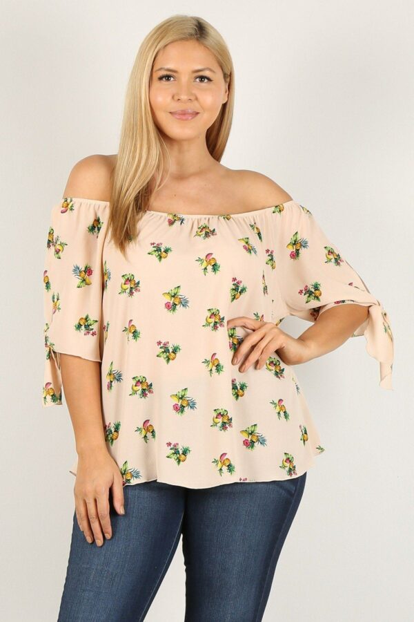 Plus Size Floral Print, Top Tops