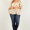 Plus Size Floral Print, Top Tops