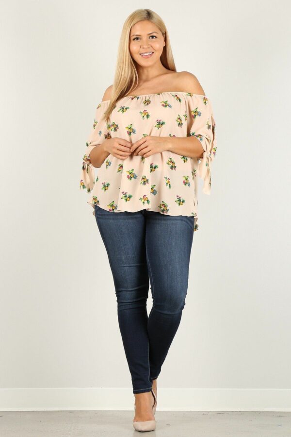 Plus Size Floral Print, Top Tops