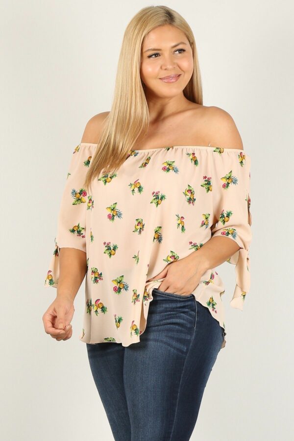 Plus Size Floral Print, Top Tops