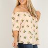 Plus Size Floral Print, Top Tops