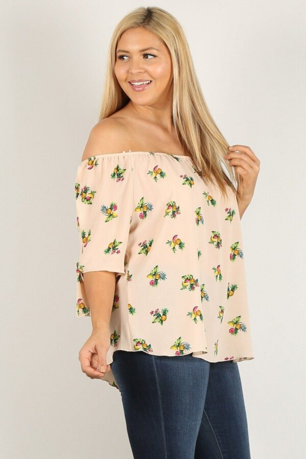 Plus Size Floral Print, Top Tops