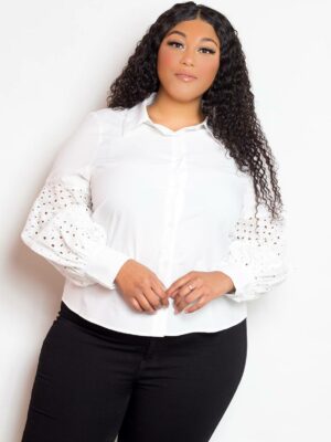 Blouse With Punched Sleeves Tops