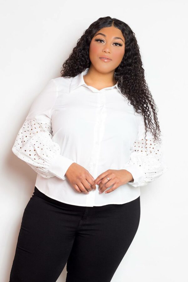 Blouse With Punched Sleeves Tops