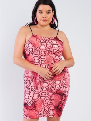 Plus Size Snake Print Open Back Mini Dress Dresses