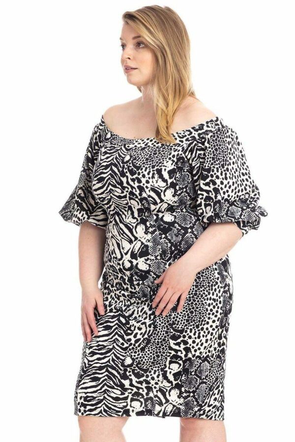 Plus Size  Animal Print Crepe Stretch Bodycon Dress Dresses