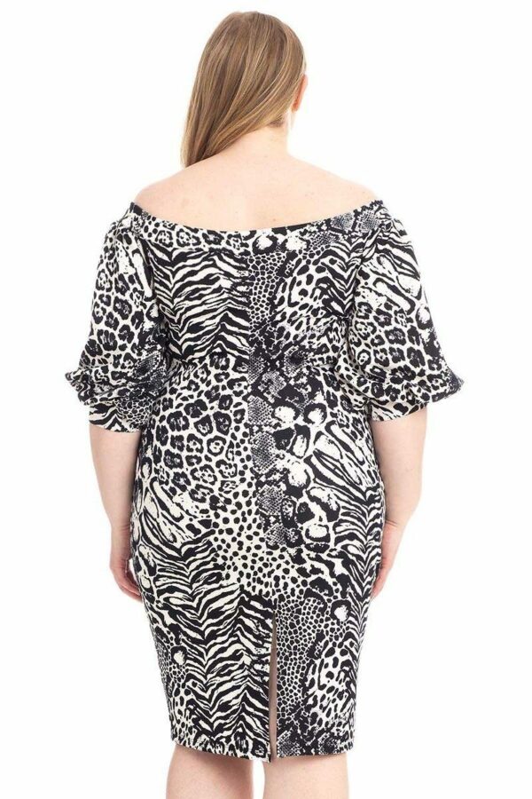 Plus Size  Animal Print Crepe Stretch Bodycon Dress Dresses