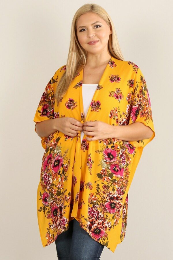 Plus Size Floral Print Kimono outerwear