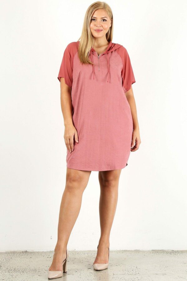 Plus Size Solid Dress With Zip-up Closure Dresses