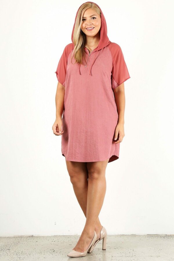 Plus Size Solid Dress With Zip-up Closure Dresses