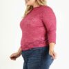 Plus Size Sheer Lace Fitted Top Tops