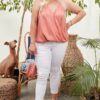 Front Surplice Pleats Back Shirring Solid Cami Top Tops