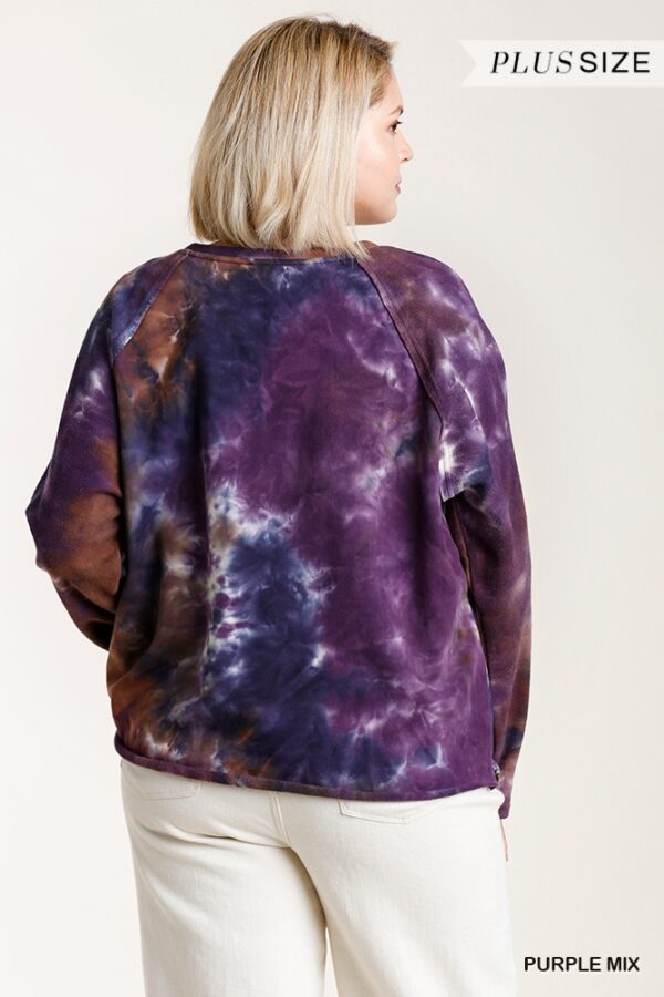 French Terry Tie-dye Raglan Long Sleeve Top With Raw Hem outerwear