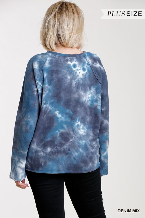 French Terry Tie-dye Raglan Long Sleeve Top With Raw Hem outerwear