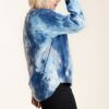 Tie-dye Button Front Long Raglan Sleeve Top With Raw Hem outerwear