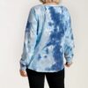 Tie-dye Button Front Long Raglan Sleeve Top With Raw Hem outerwear