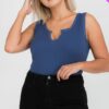 Plus Size Split Neckline Bodysuit Top Tops