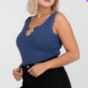 Plus Size Split Neckline Bodysuit Top Tops