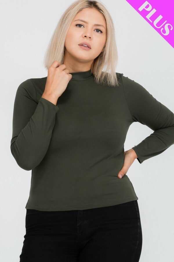 Plus Size Mock Neck Solid Top Tops