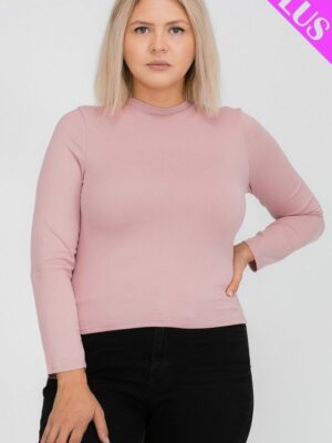 Plus Size Mock Neck Solid Top Tops