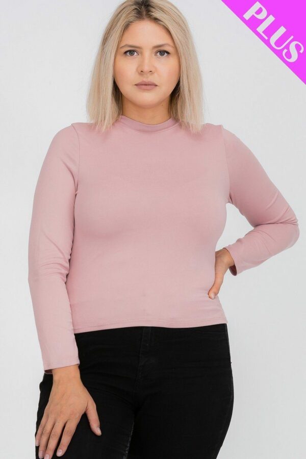 Plus Size Mock Neck Solid Top Tops