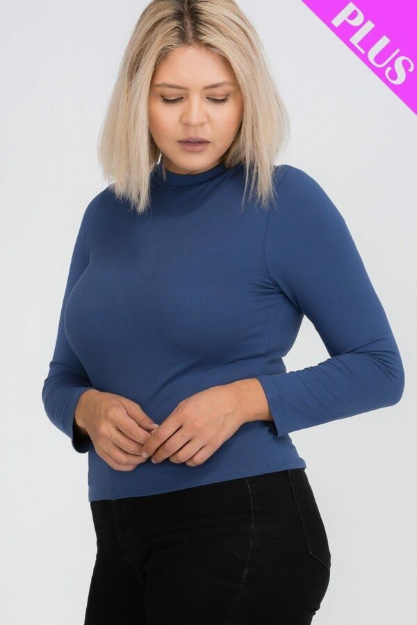 Plus Size Mock Neck Solid Top Tops