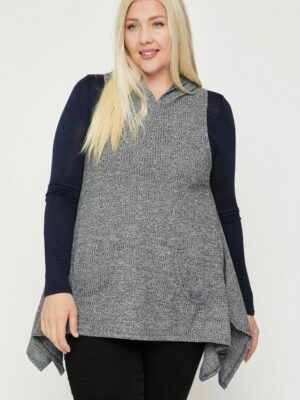 Plus Size Two Tone Knit, Sleeveless Top Tops