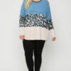 Plus Size Color Block Top Featuring A Leopard Print Top Tops