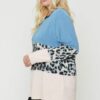 Plus Size Color Block Top Featuring A Leopard Print Top Tops