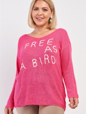 Plus “free As A Bird” Logo Knit Sweater Tops