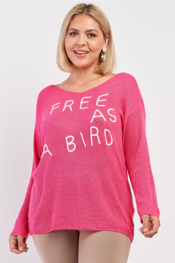 Plus “free As A Bird” Logo Knit Sweater Tops