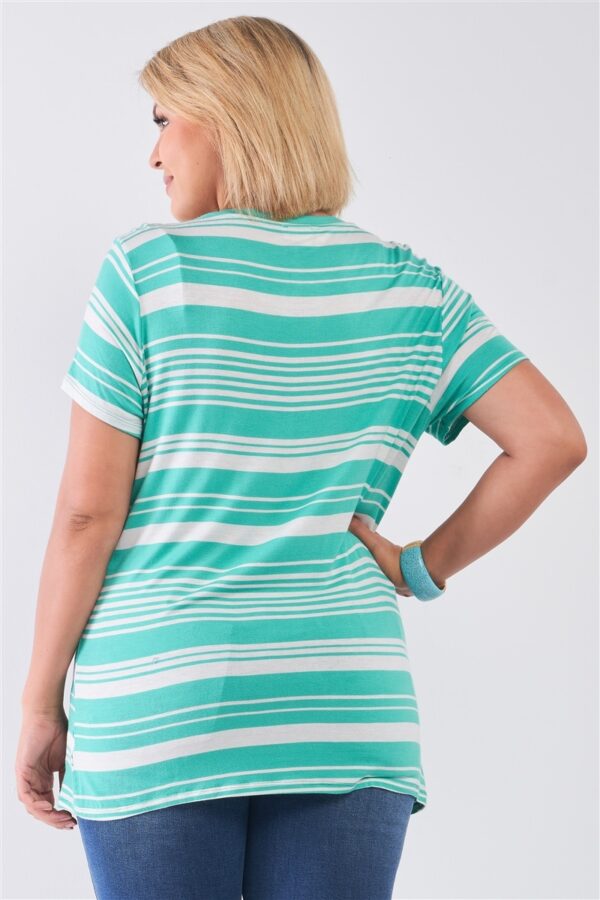 Plus Striped And Distressed Cut-out Top Tops