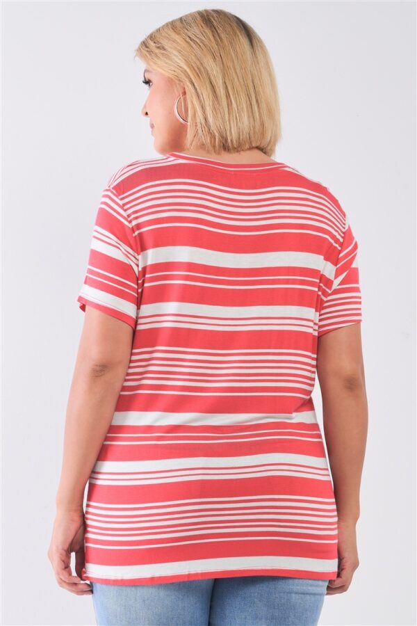 Plus Striped And Distressed Cut-out Top Tops