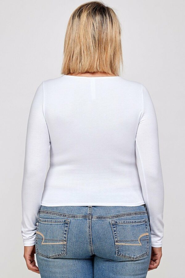 Solid Round Neck Top, With Long Sleeves, And Cut-out Detail Tops