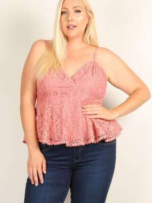 Plus Size Lace Sleeveless Top Tops